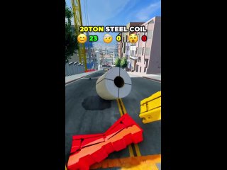cars vs 20 ton steel coil - beamng drive